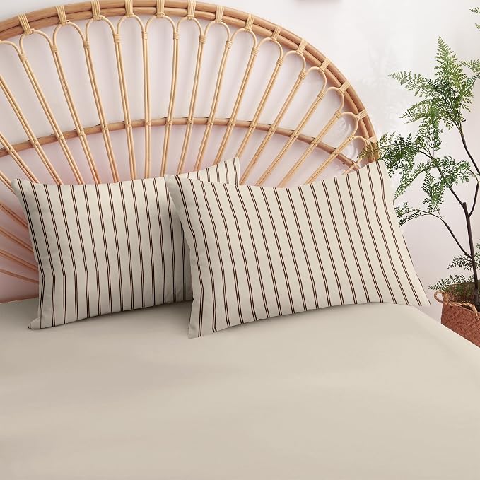 Nayoroom Striped Duvet Cover Queen Size Brown Stripe Duvet Cover Dorm Bedding - Image 5