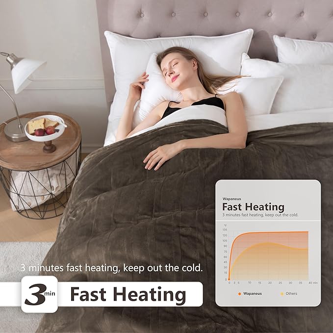 Wapaneus Heated Blanket Electric Queen Size 84"x90"-Dual Control - Image 3