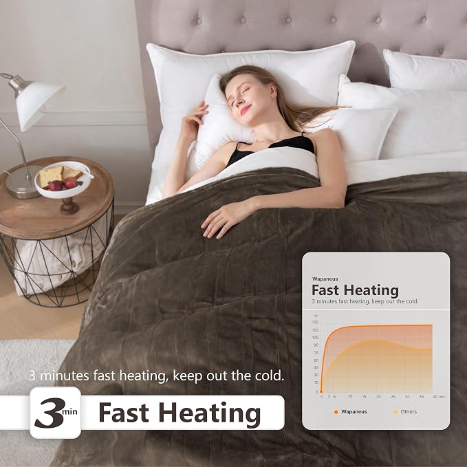 Wapaneus Foot Pocket Heated Blanket Electric Throw - Image 3