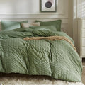 JELLYMONI Dark Green Duvet Cover Twin Size, Soft Breathable Seersucker Duvet by JELLYMONI