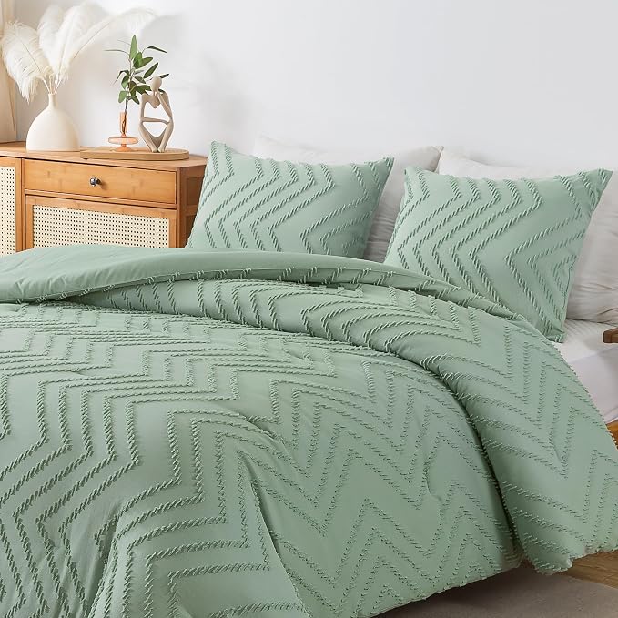 Andency Sage Green King Comforter Set, Boho Soft Fluffy Warm Lightweight - Image 7