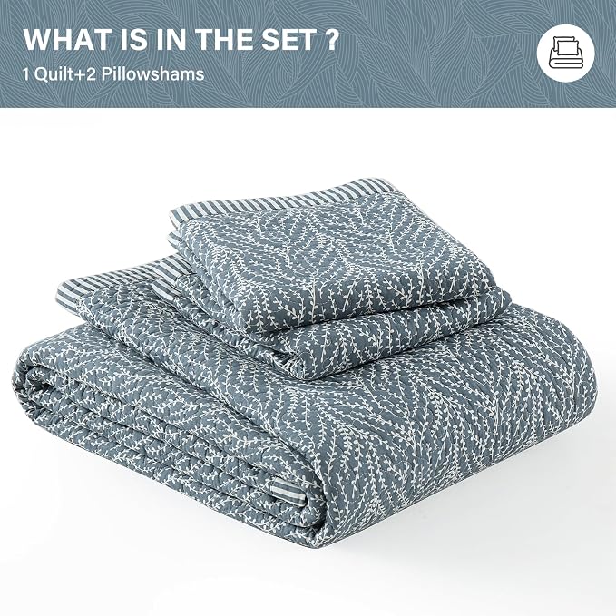 SahSahCasa Quilt Set Queen Size, 100% Cotton Quilt Bedding Set Bedspread - Image 8
