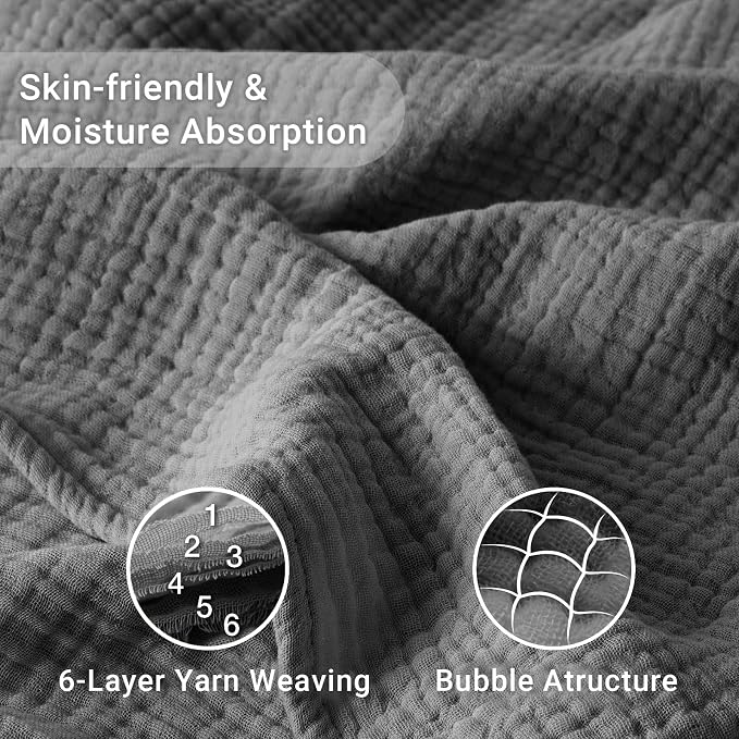 100% Cotton Muslin Blanket 40" x 40", Breathable and Lightweight Cotton Throw - Image 3