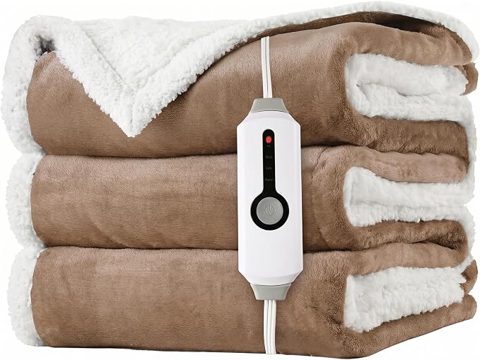 LaffyLo Heated Throw Blanket 50 x 60, Fast Heating Electric Blanket, Dual-Sided by LAFFYLO