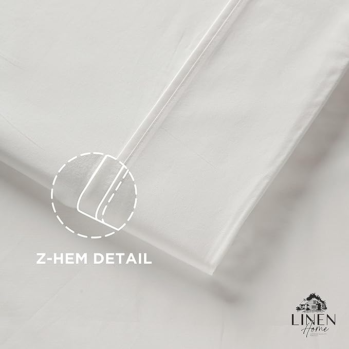 Linen Home 100% Cotton Percale 1 Flat Sheet, King Size - Image 3