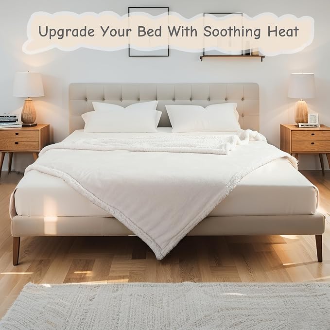 Electric Heated Blanket Full Size 72"x84", Soft Flannel - Image 2