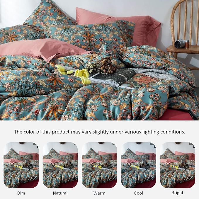 mixinni Vintage Style Garden Flower Duvet Cover Set - Image 3