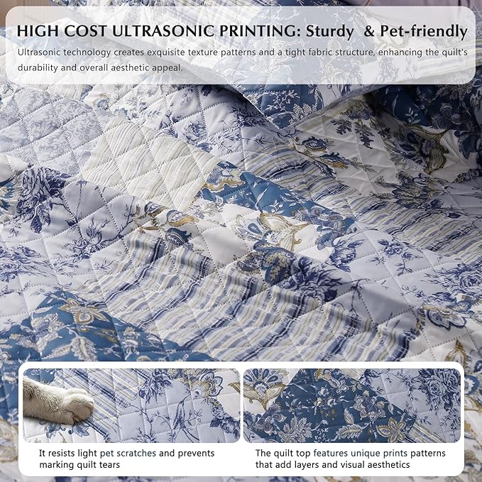 GOONE XL Queen Quilt Set 90"x96", Lightweight Spring & Summer Farmhouse - Image 7