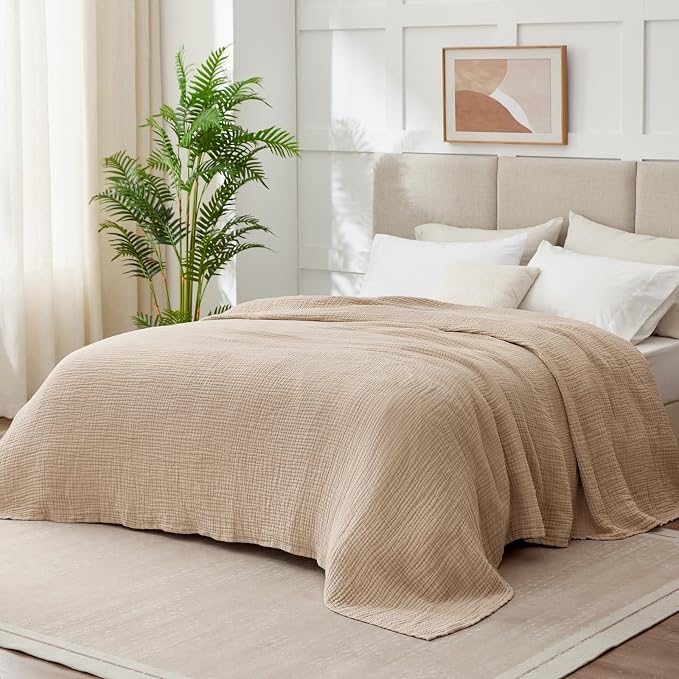 100% Cotton King Size Blankets for Bed 108" x 90", 6 Layers Cooling and Soft - Image 2
