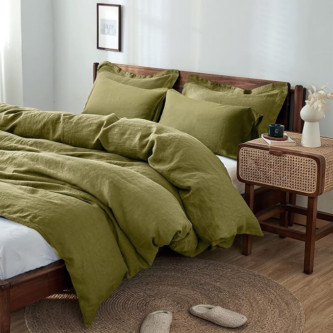 Simple&Opulence 100% Washed Linen Duvet Cover Set 5pcs Basic Style Natural - Image 7