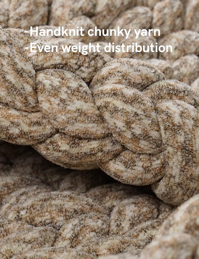 YnM Chenille Weighted Blanket, Handmade Chunky Knitted Design, Soft and Cozy - Image 2
