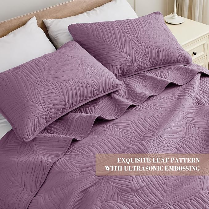 Exclusivo Mezcla California King Quilt Bedding Set, Lightweight Dusty Lavender - Image 3