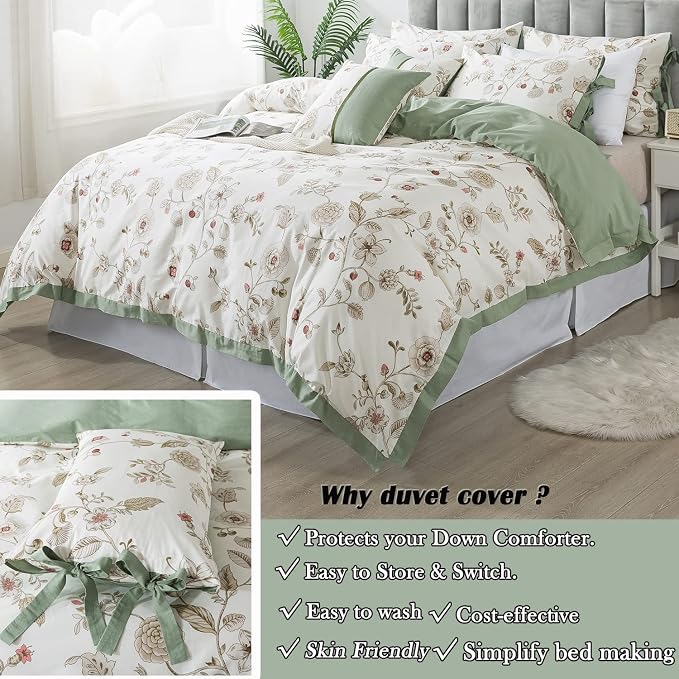 FADFAY Twin XL Duvet Cover Set Floral Bedding Set 100% Cotton College Bedding - Image 2
