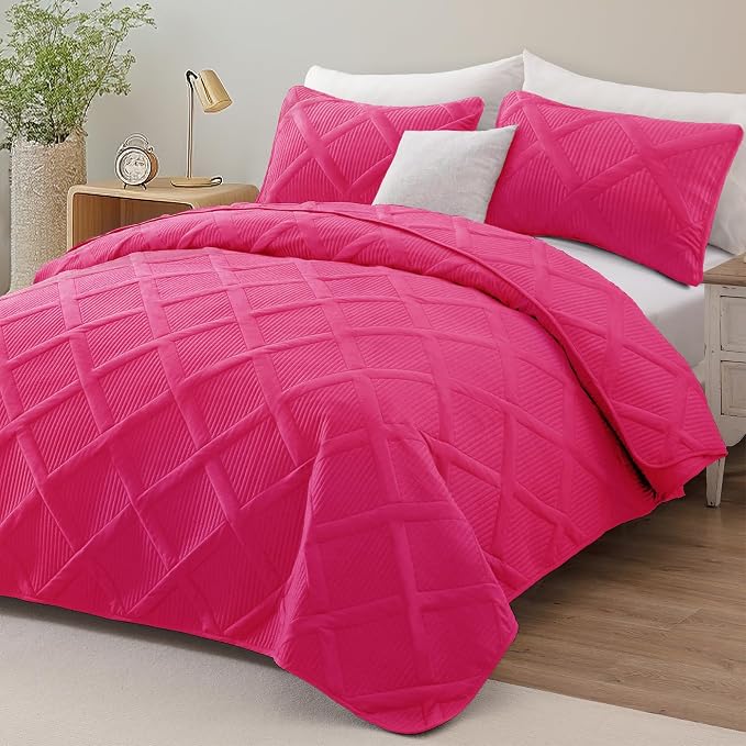 Exclusivo Mezcla King Quilt Set- Hot Pink Quilts Bedding Set - Image 2