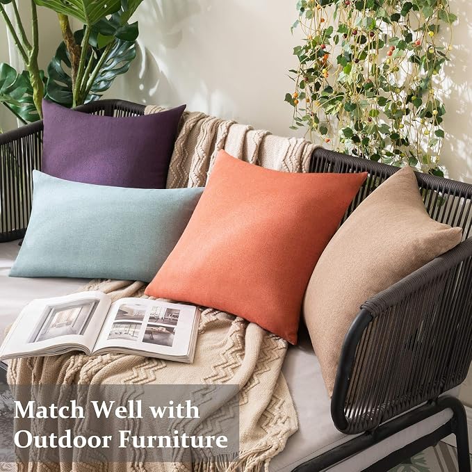 MIULEE Pack of 2 Decorative Outdoor Solid Waterproof Throw Pillow Covers Spring - Image 4