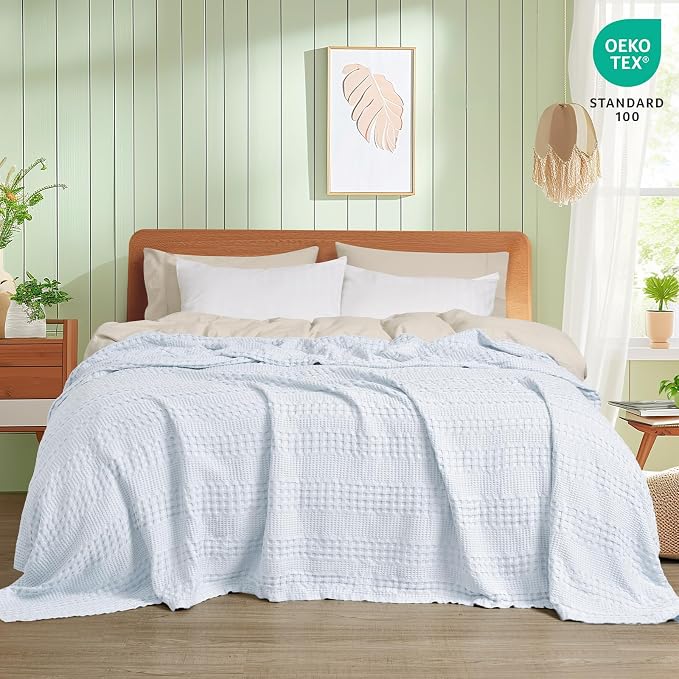 PHF Cooling Waffle Blanket Twin Size, Lightweight 60% Rayon from Bamboo & 40% - Image 4