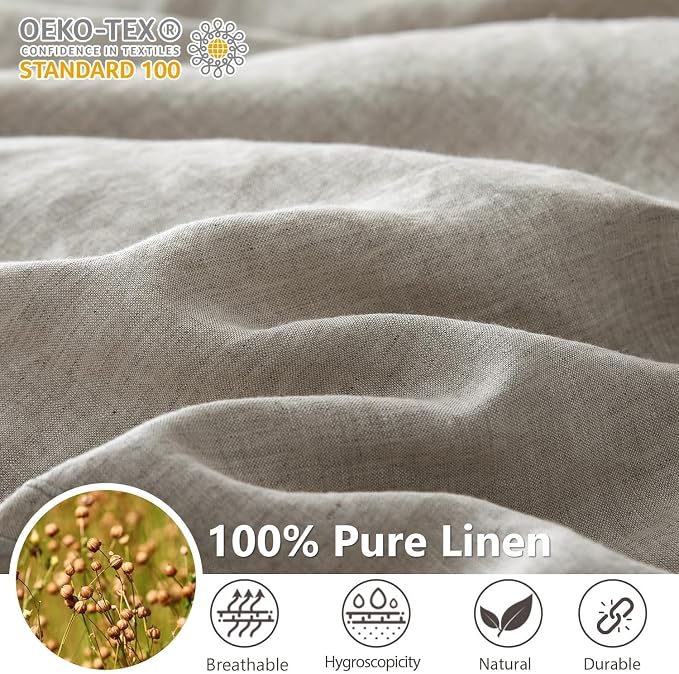 Simple&Opulence 100% Washed Linen Duvet Cover Set 104"x92" - Image 3