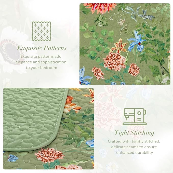 Yiran Floral Quilts Queen Size, 3 Pieces Spring Summer Sunflower Soft - Image 5