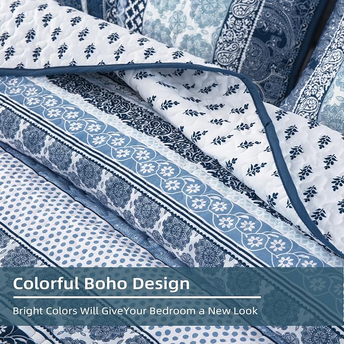 WONGS BEDDING Boho Quilt Set Twin Size, Lightweight Bedspread Coverlet Bedding - Image 8