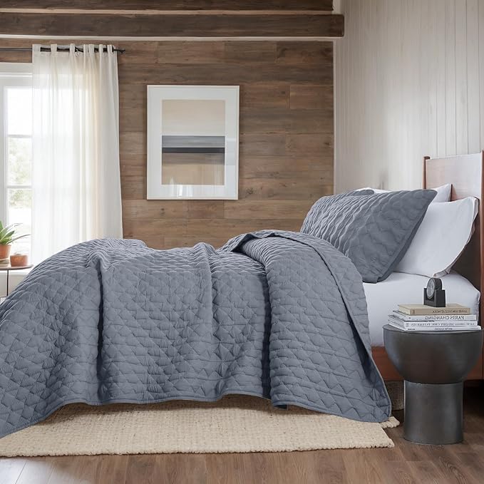 WDCOZY Blue Oversized California Cal King Size Quilt Bedding Sets - Image 5