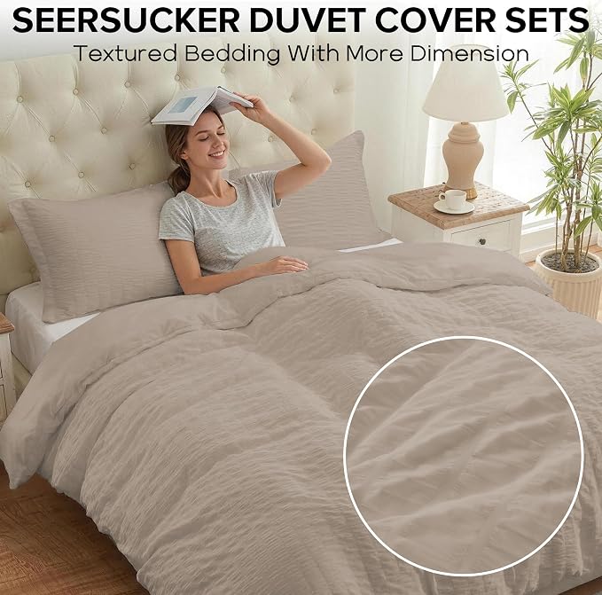 Cozyide Linen Duvet Cover Full Size, 3 Pieces Bedding Duvet Covers, Soft - Image 2