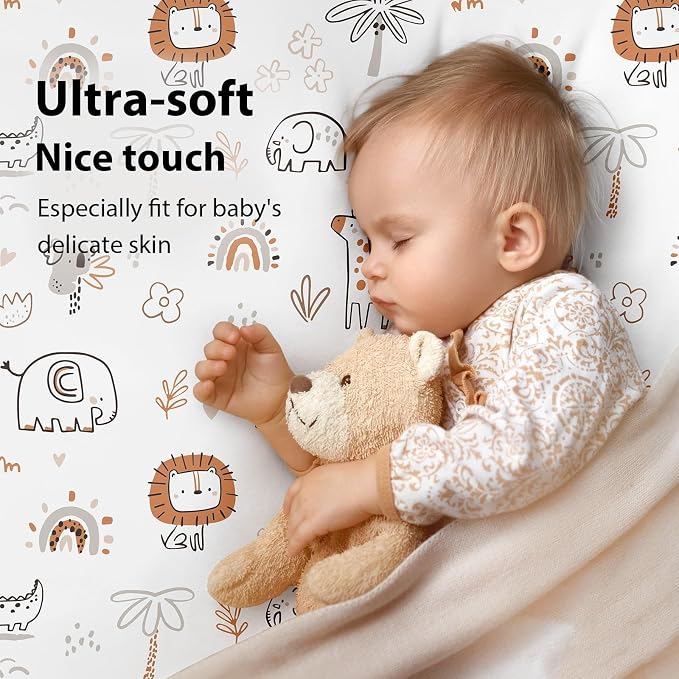 Baby Mini Crib Sheets Boy, Portable 38”x26” Pack and Play Sheets Fitted - Image 3