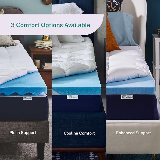 Sleep Innovations Cooling Comfort Gel Memory Foam Dual Layer Mattress Topper - Image 8