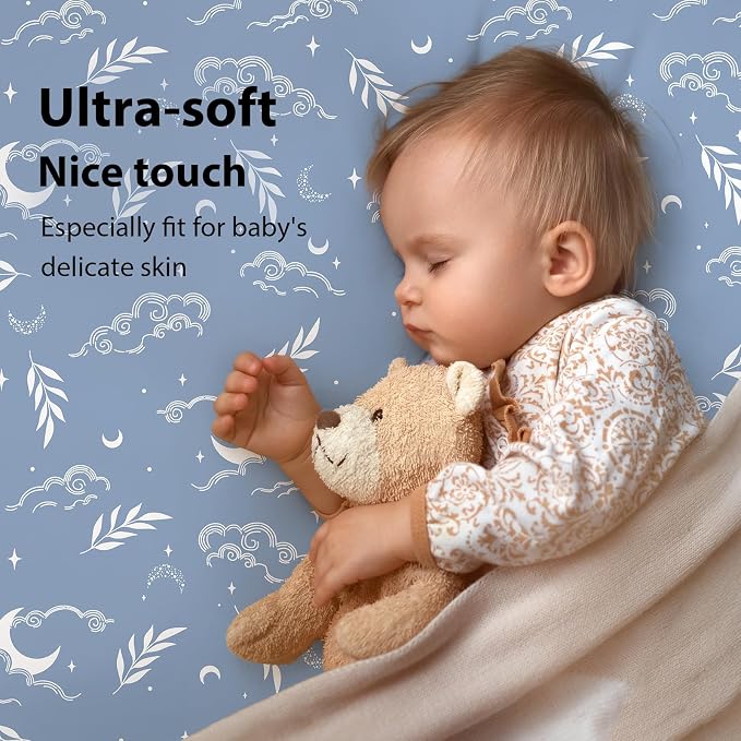 Baby Crib Sheets for Boys and Girls, 3 Pack Fitted Toddler Bed Sheets Neutral - Image 2