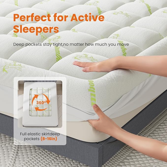 DUMOS Queen Size Ultra Soft Mattress Topper, Viscose Derived from Bamboo - Image 4