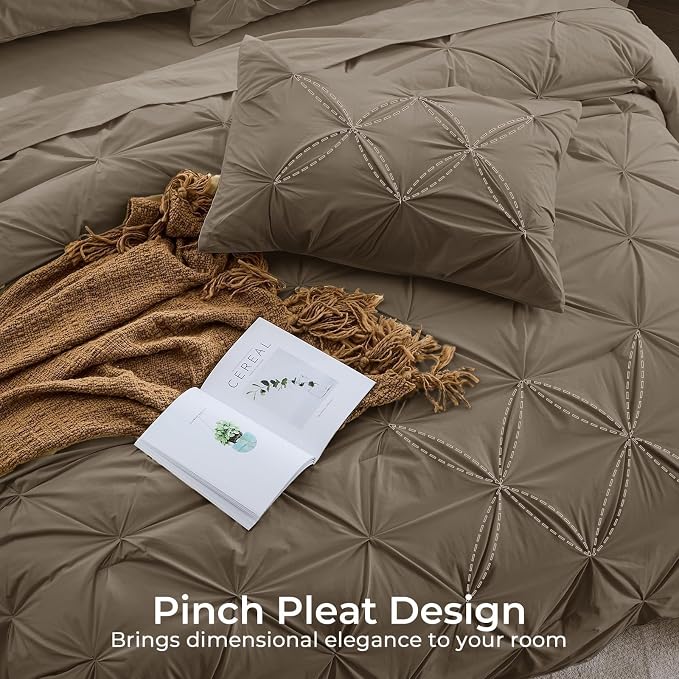 Sasttie King Size Comforter Set, 7-Piece Bed in a Bag, Pintuck Bedding Set - Image 4