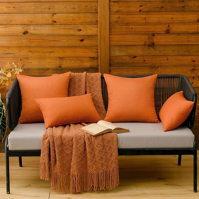 MIULEE Pack of 2 Decorative Outdoor Solid Waterproof Throw Pillow Covers Euro - Image 4