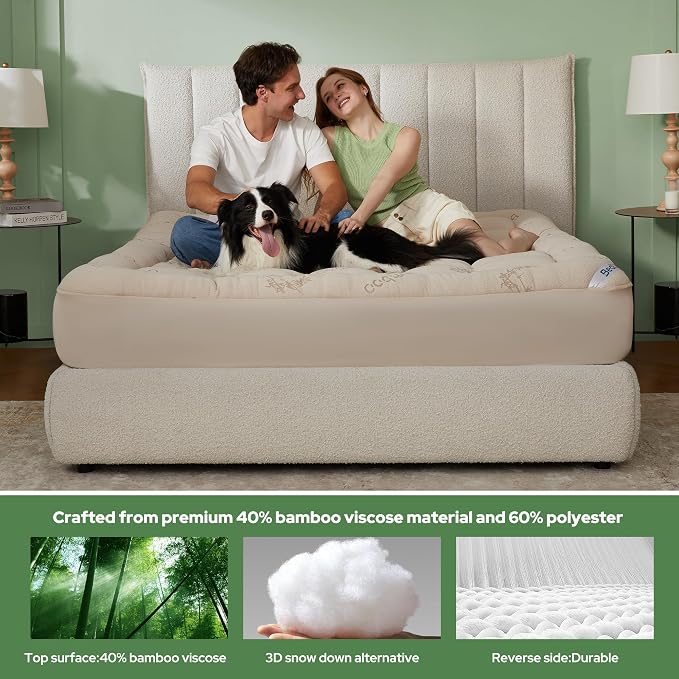 BEDLORE Twin Mattress Topper Viscose Derived from Bamboo, Thick Pillow Top - Image 3