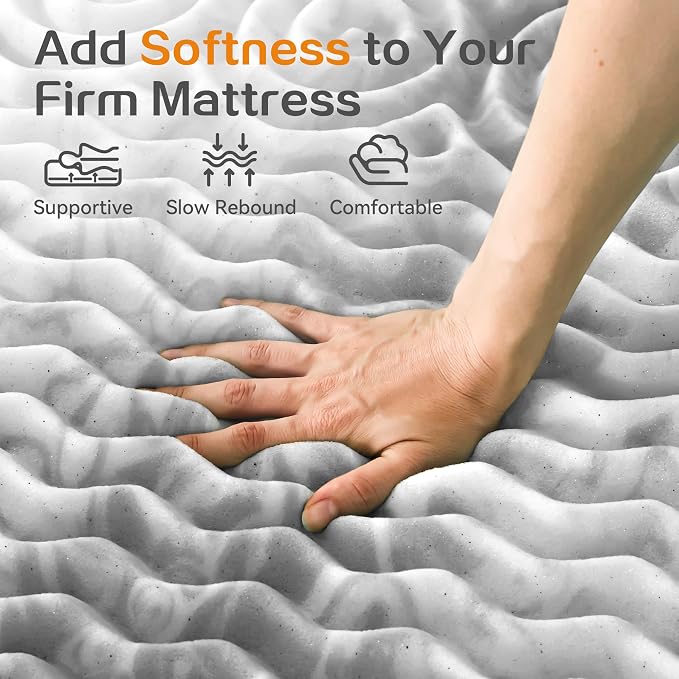 SINWEEK 2 Inch Mattress Topper 5-Zone Memory Foam Mattress Topper Pressure - Image 4