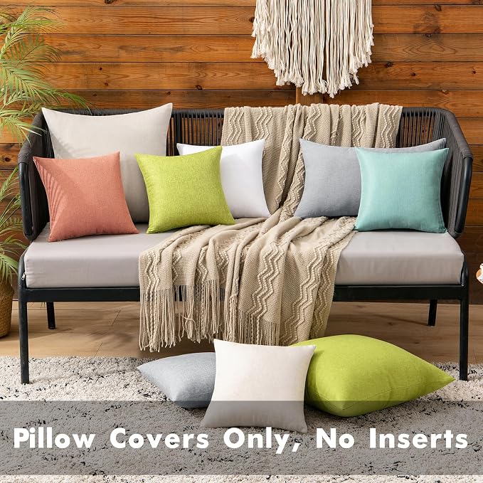 MIULEE Pack of 2 Decorative Outdoor Solid Waterproof Throw Pillow Covers Faux - Image 4