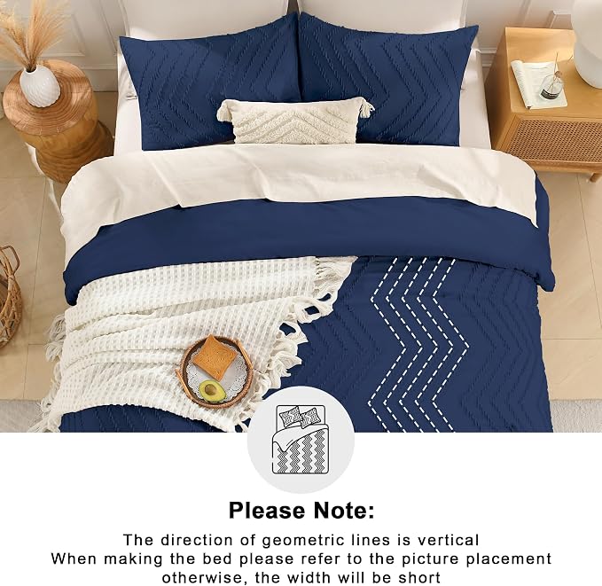 Andency Navy Blue Oversized Queen Comforter Set, Boho Soft Warm Bedding - Image 5