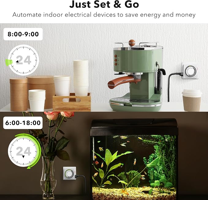 BN-LINK Heavy Duty Mechanical 24 Hour Timer Dual Outlet 3-Prong Accurate Indoor - Image 5