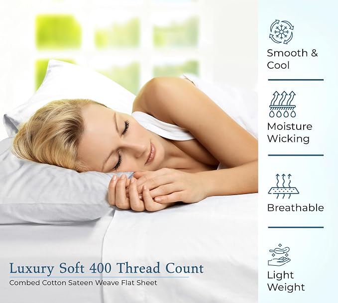 400 Thread Count 100% American Grown Cotton Flat Sheet - Image 5