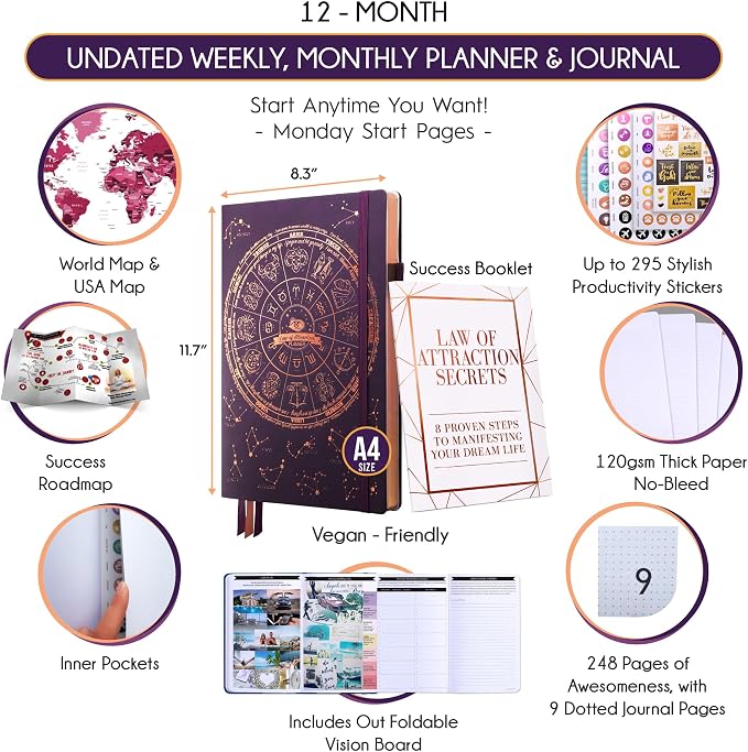 Life Planner - Undated Weekly & Monthly Planner, 12-Month Journey to Increase - Image 2