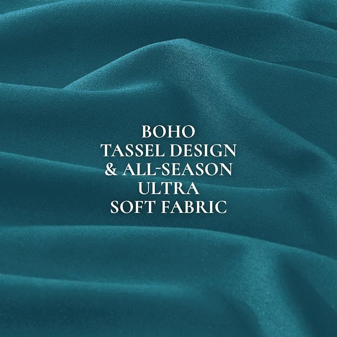 Andency Turquoise Comforter Set Full Size, 3 Pieces Boho Teal Tassel - Image 9