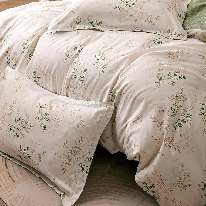 OAITE Duvet Cover King Size, Reversible Fresh Camellia Light Yellow Duvet Cover - Image 4