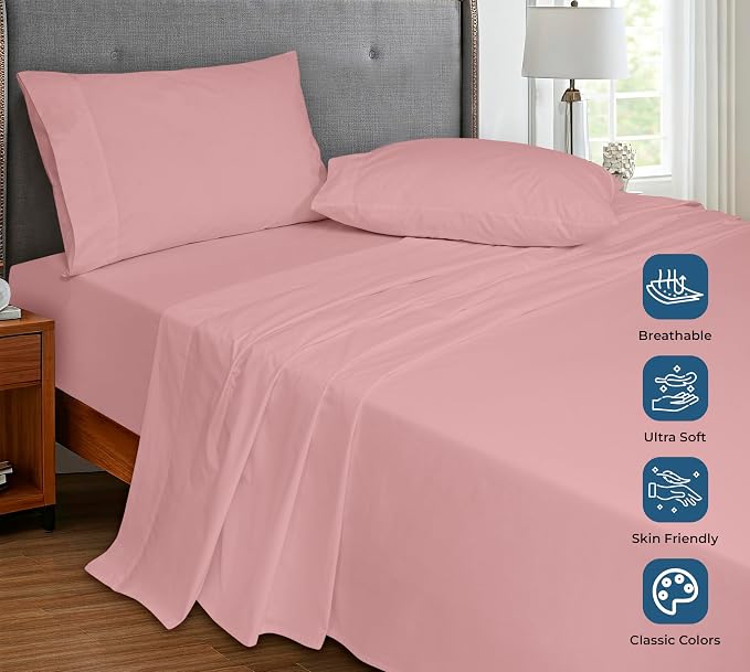 Royale Linens 100% Organic Cotton Twin Flat Sheet Only - Image 4
