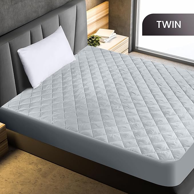 Utopia Bedding Quilted Fitted Mattress Pad, Twin Size, Elastic Fitted Mattress - Image 2