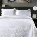 ROOMLIFE Quilt Set Full Size 3D Floral Embroidery Pattern 3-Piece Cotton by ROOMLIFE