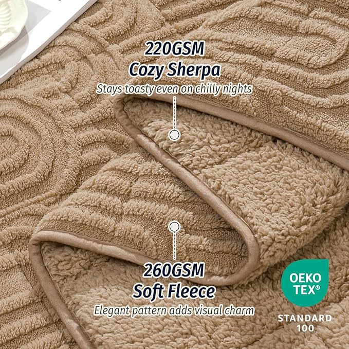 Wemore Jacquard Fleece Weighted Blanket Queen Size 60" x 80" 20lbs, Ultra Soft - Image 3