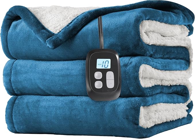 LaffyLo Electric Heated Blanket Full Size 72 x 84, Fast Heating Blanket by LAFFYLO