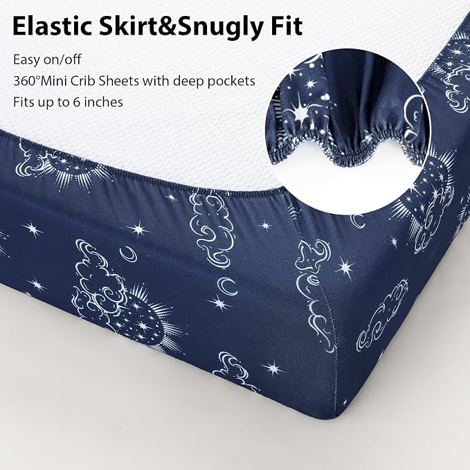 Baby Mini Crib Sheets Boy, Portable 38”x26” Pack and Play Sheets Fitted - Image 7