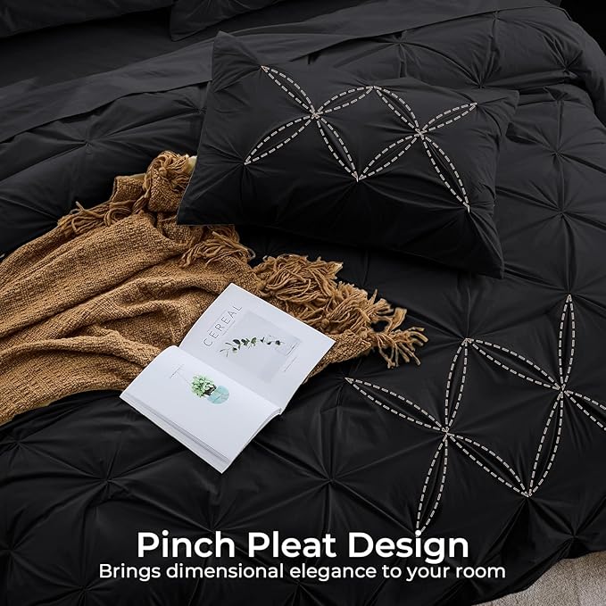 Sasttie Twin XL Comforter Set, 5-Piece Bed in a Bag, Pintuck Bedding Sets - Image 4