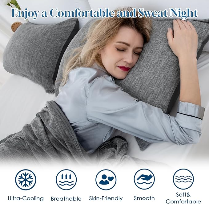 CHOSHOME Cooling Pillow Cases Zipper Pillow Covers Q-Max > 0.45 Zippered - Image 4
