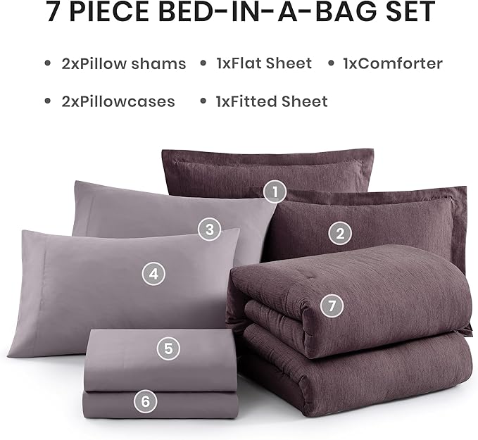 Monbix King Size Comforter Set, Italian Plum King Bedding Set Reversible - Image 7