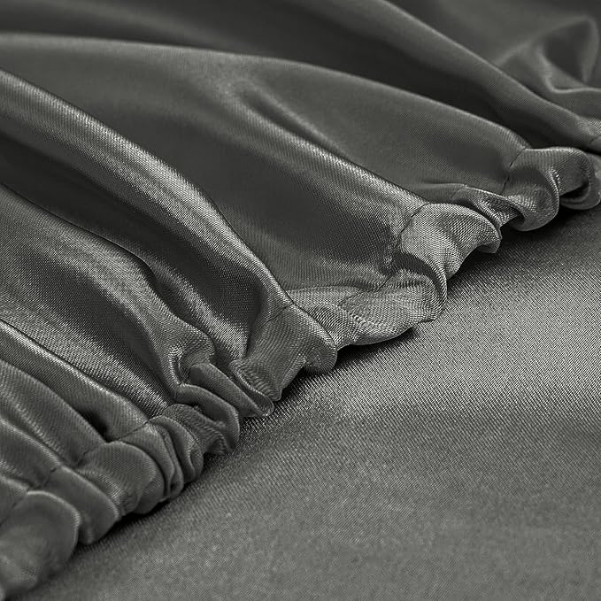 Homiest Dark Grey Satin Fitted Sheet Queen Size, Deep Pocket, Luxury & Ultra - Image 4